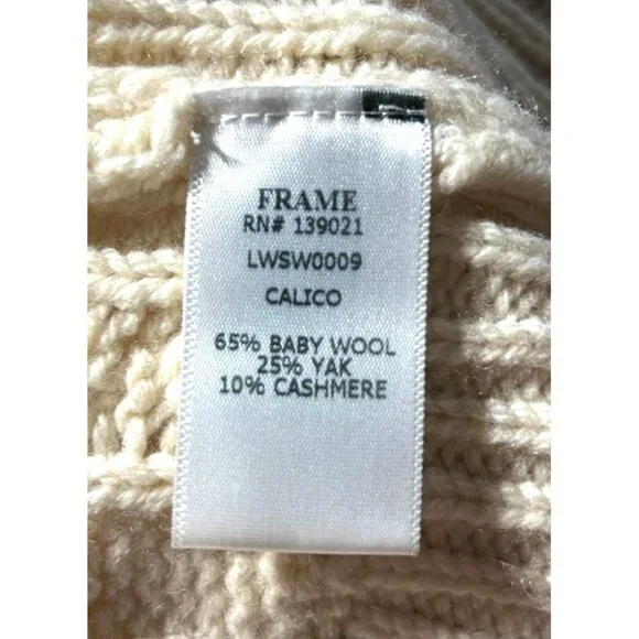 Frame Wool & Cashmere Cable Knit Crop Sweater in Ivory - Size XS - Picture 5 of 7